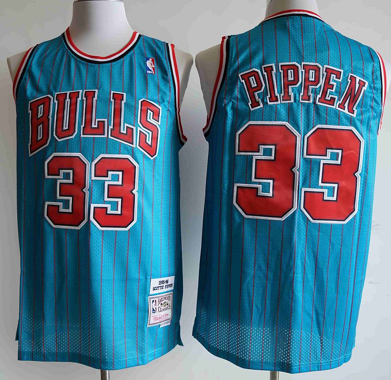 Men Chicago Bulls 33 Pippen Blue stripe NBA Jersey
